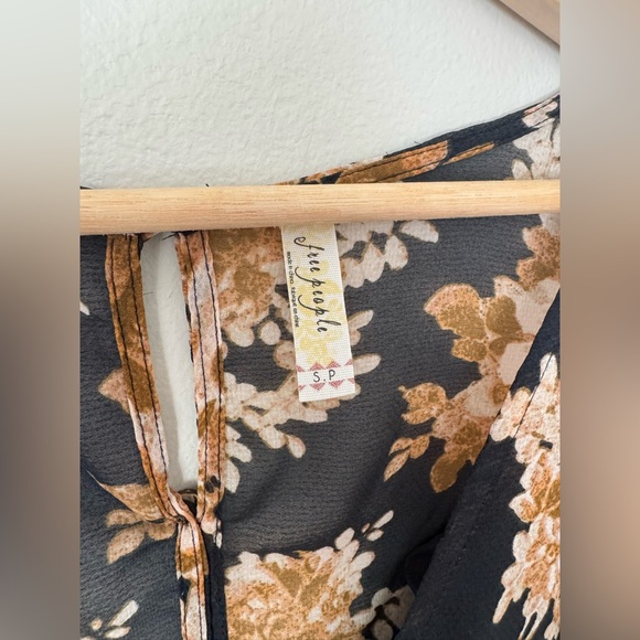 Free People Small Romper Jumpsuit Floral Sheer Lined Shorts Long Sleeve NYEParty - Picture 2 of 12